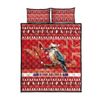 Aussie Kookaburra Quilt Bed Set Merry Christmas Red Style