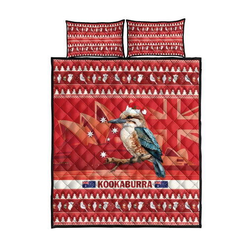 Aussie Kookaburra Quilt Bed Set Merry Christmas Red Style