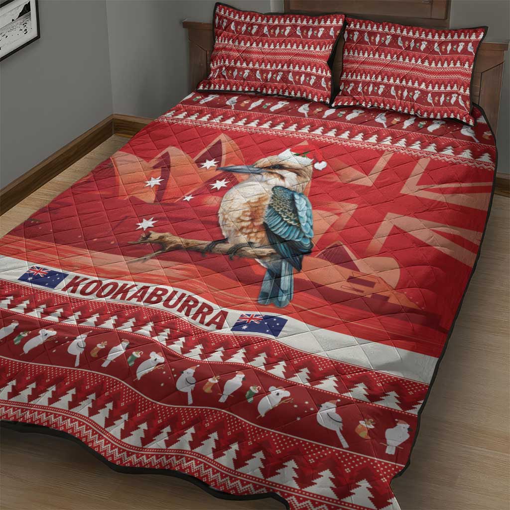 Aussie Kookaburra Quilt Bed Set Merry Christmas Red Style