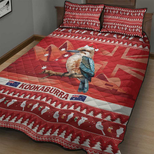 Aussie Kookaburra Quilt Bed Set Merry Christmas Red Style