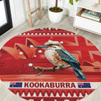 Aussie Kookaburra Round Carpet Merry Christmas Red Style