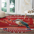 Aussie Kookaburra Round Carpet Merry Christmas Red Style