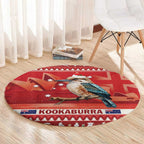 Aussie Kookaburra Round Carpet Merry Christmas Red Style
