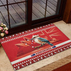Aussie Kookaburra Rubber Doormat Merry Christmas Red Style
