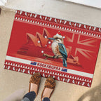 Aussie Kookaburra Rubber Doormat Merry Christmas Red Style