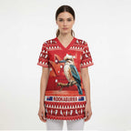 Aussie Kookaburra Scrub Top Merry Christmas Red Style - Aussie Hoodie