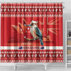 Aussie Kookaburra Shower Curtain Merry Christmas Red Style