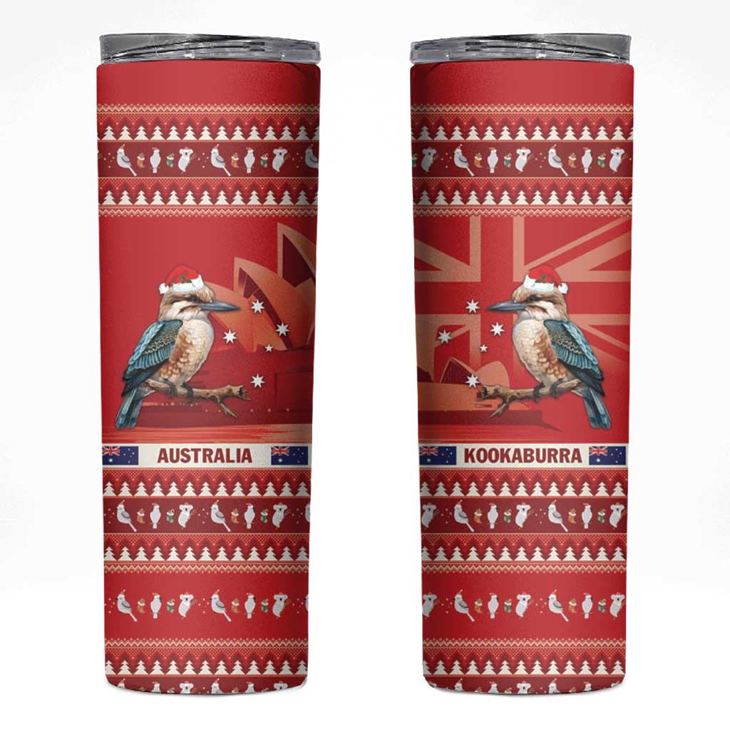 Aussie Kookaburra Skinny Tumbler Merry Christmas Red Style