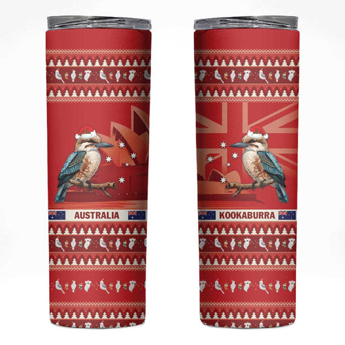 Aussie Kookaburra Skinny Tumbler Merry Christmas Red Style