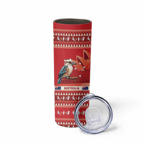 Aussie Kookaburra Skinny Tumbler Merry Christmas Red Style