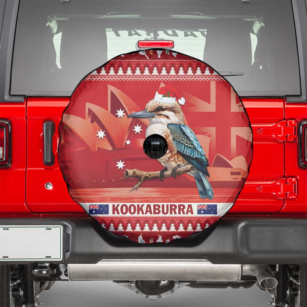 Aussie Kookaburra Spare Tire Cover Merry Christmas Red Style
