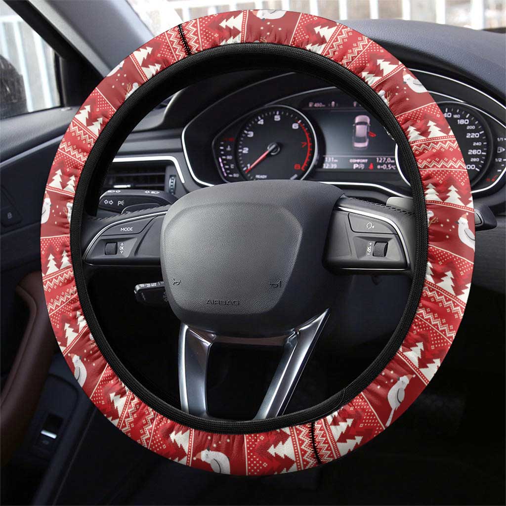 Aussie Kookaburra Steering Wheel Cover Merry Christmas Red Style