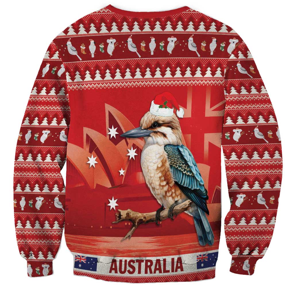 Aussie Kookaburra Sweatshirt Merry Christmas Red Style
