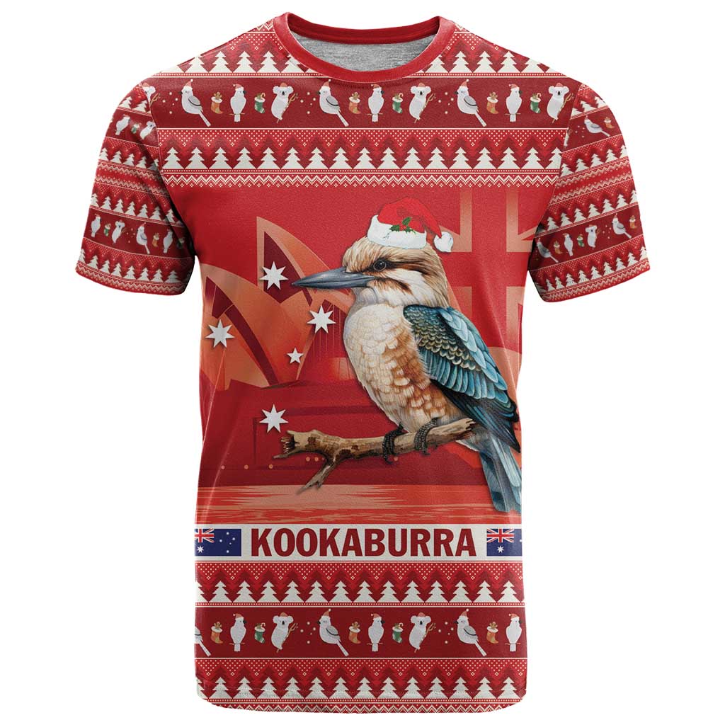 Aussie Kookaburra T Shirt Merry Christmas Red Style