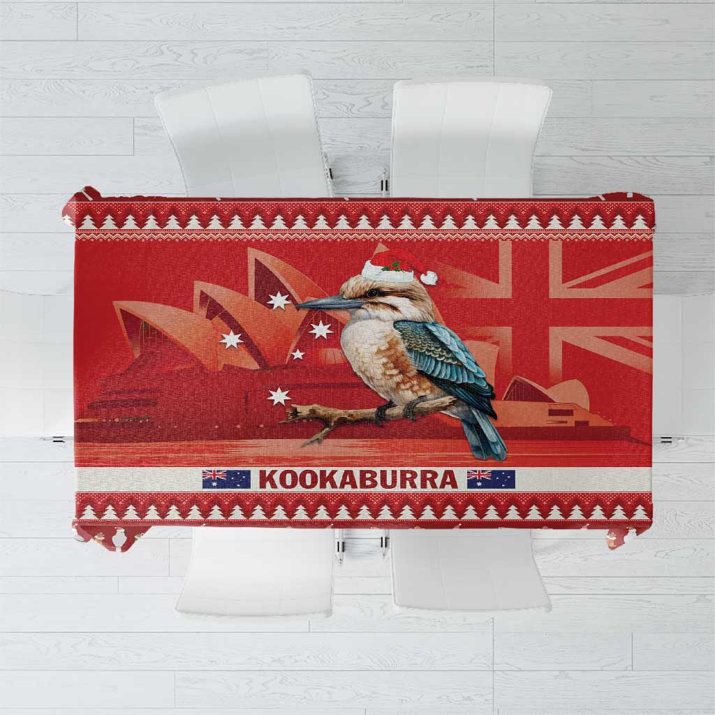Aussie Kookaburra Tablecloth Merry Christmas Red Style