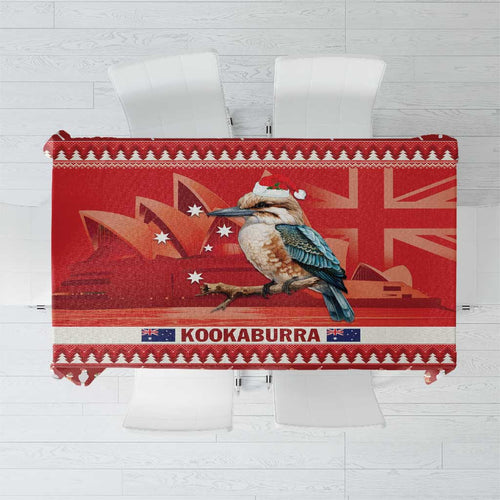 Aussie Kookaburra Tablecloth Merry Christmas Red Style