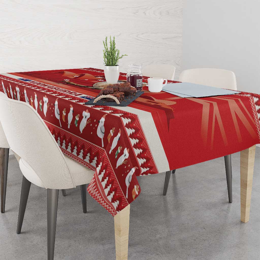 Aussie Kookaburra Tablecloth Merry Christmas Red Style