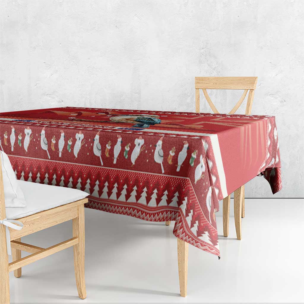 Aussie Kookaburra Tablecloth Merry Christmas Red Style