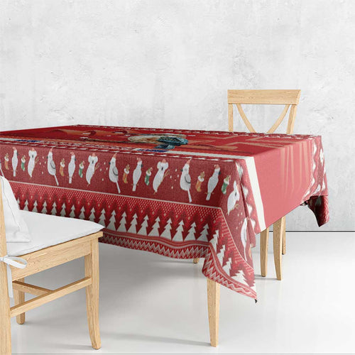 Aussie Kookaburra Tablecloth Merry Christmas Red Style