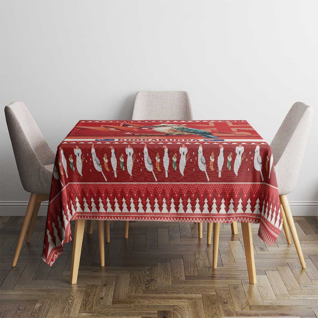 Aussie Kookaburra Tablecloth Merry Christmas Red Style