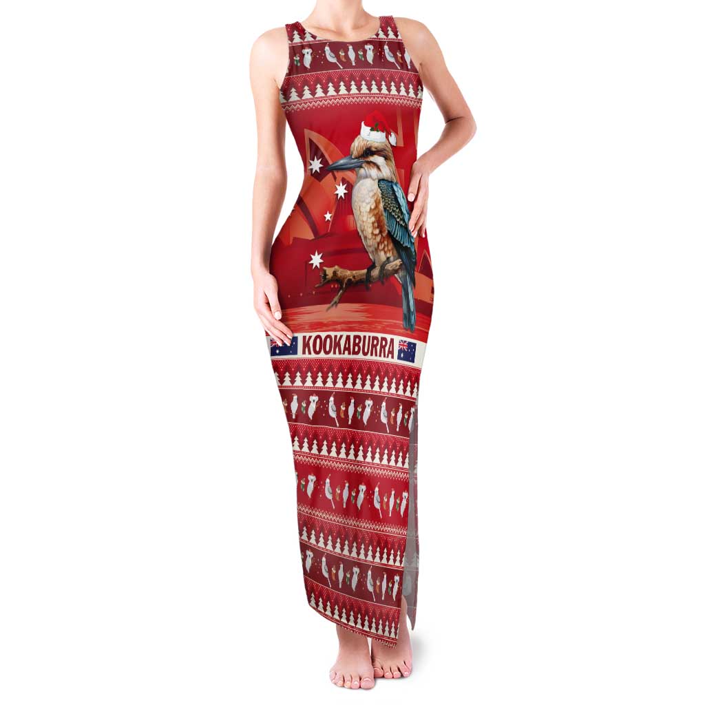 Aussie Kookaburra Tank Maxi Dress Merry Christmas Red Style