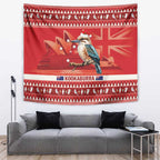 Aussie Kookaburra Tapestry Merry Christmas Red Style