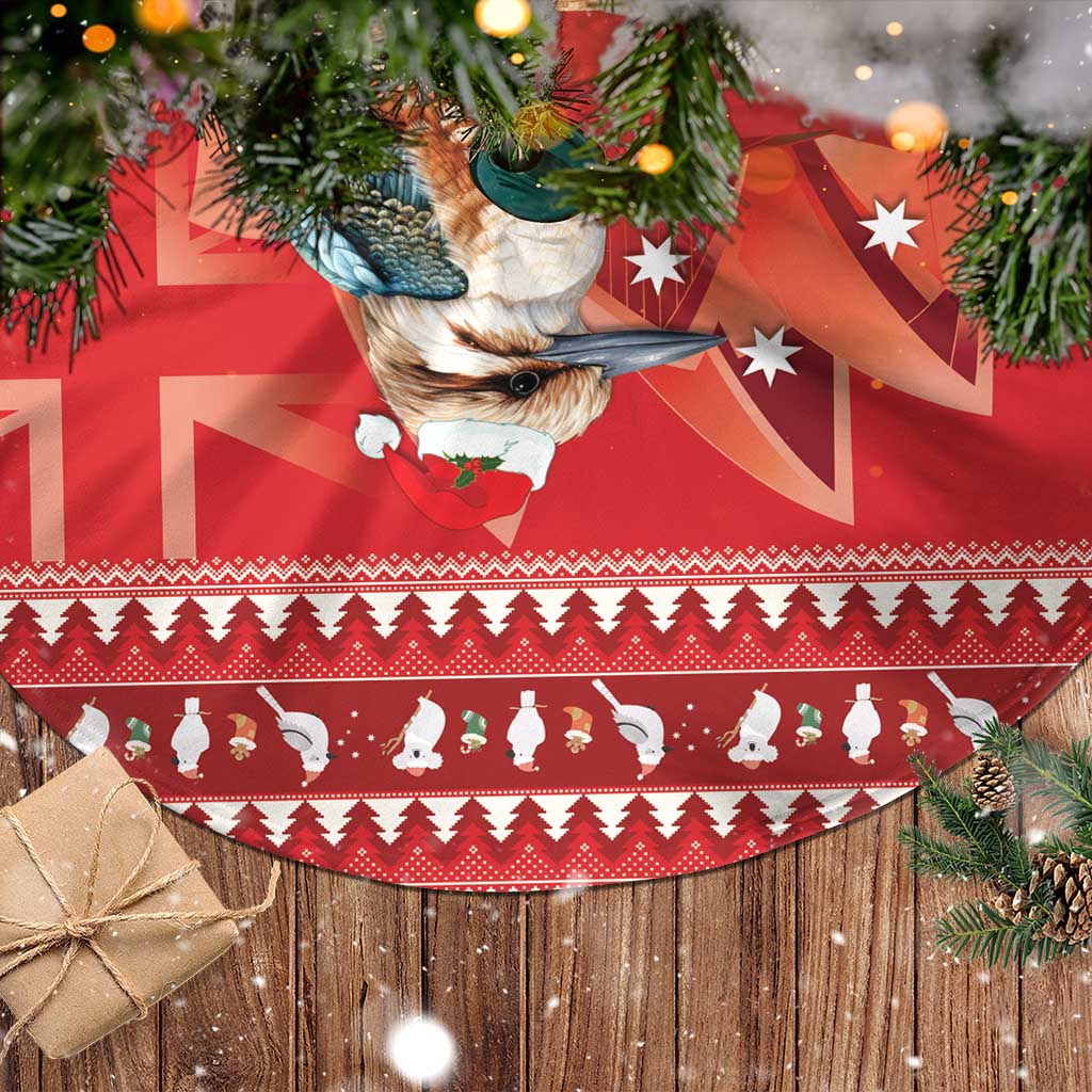 Aussie Kookaburra Tree Skirt Merry Christmas Red Style