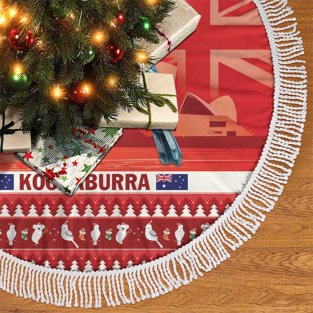 Aussie Kookaburra Tree Skirt Merry Christmas Red Style