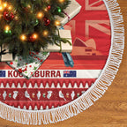 Aussie Kookaburra Tree Skirt Merry Christmas Red Style