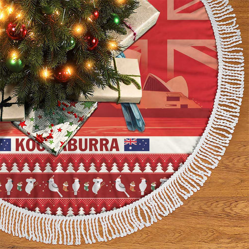 Aussie Kookaburra Tree Skirt Merry Christmas Red Style