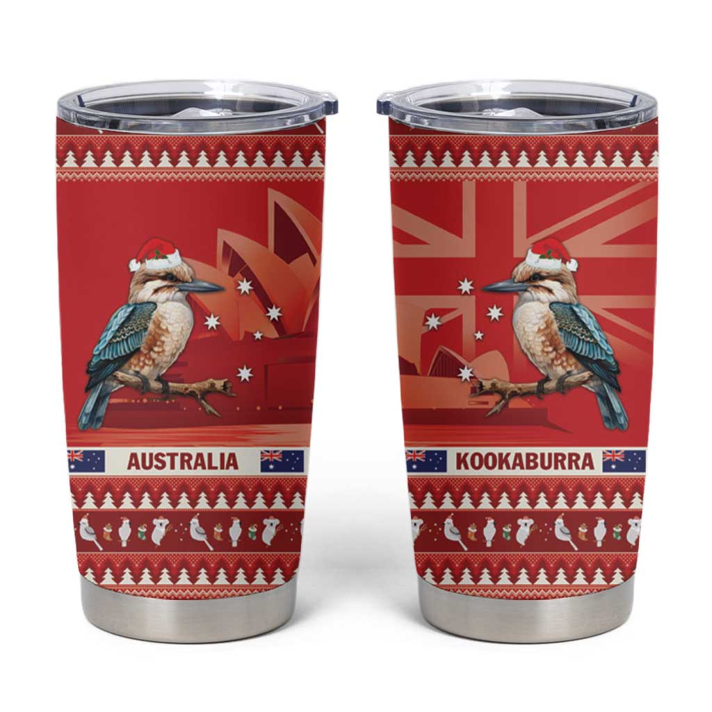 Aussie Kookaburra Tumbler Cup Merry Christmas Red Style
