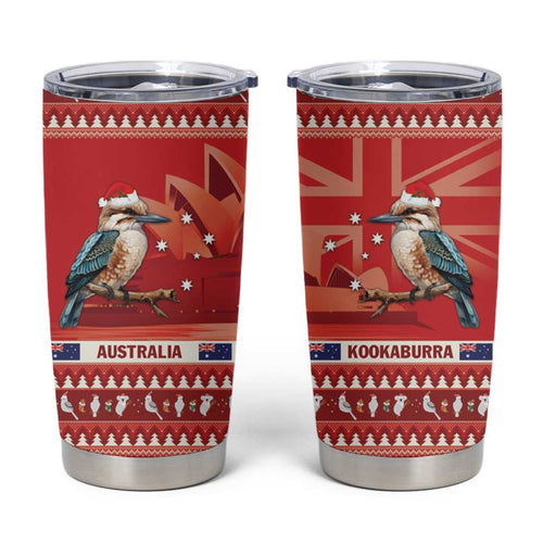 Aussie Kookaburra Tumbler Cup Merry Christmas Red Style