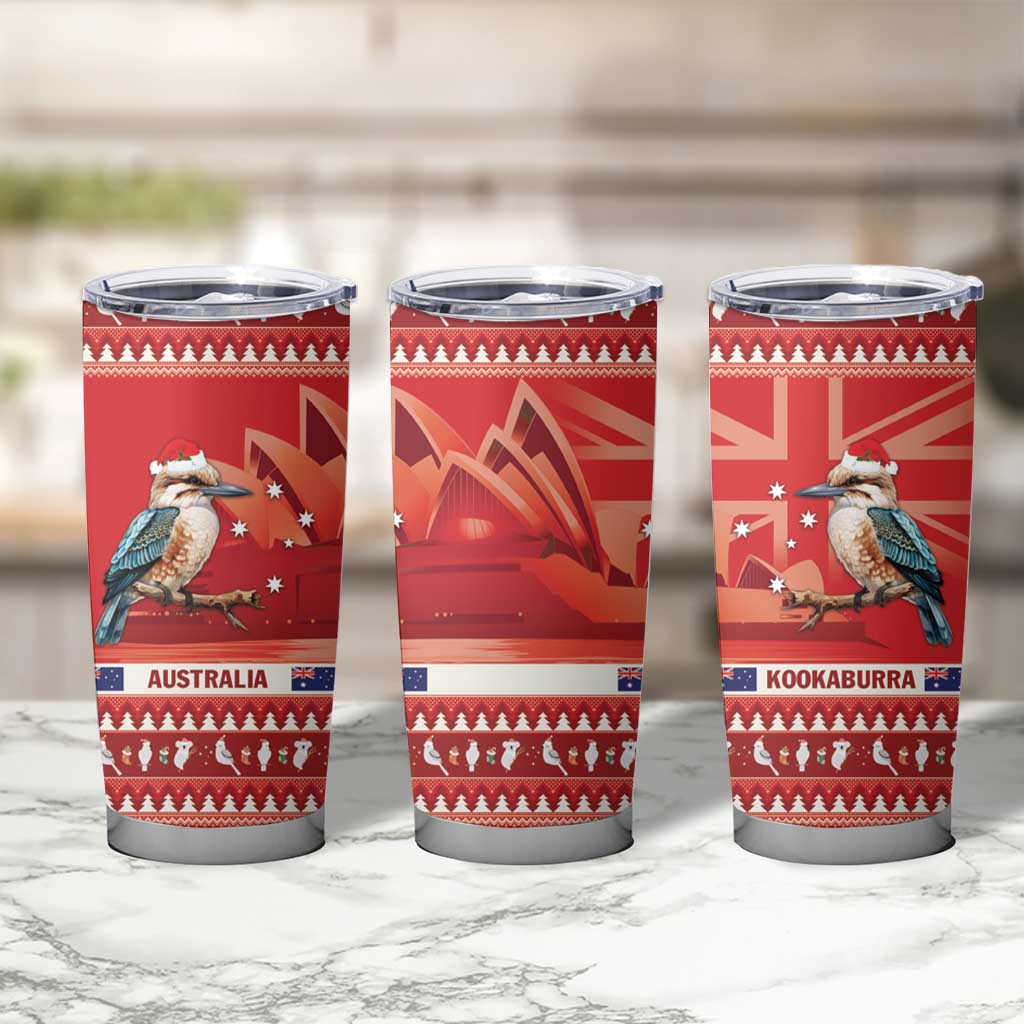 Aussie Kookaburra Tumbler Cup Merry Christmas Red Style