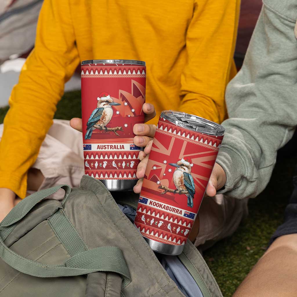 Aussie Kookaburra Tumbler Cup Merry Christmas Red Style