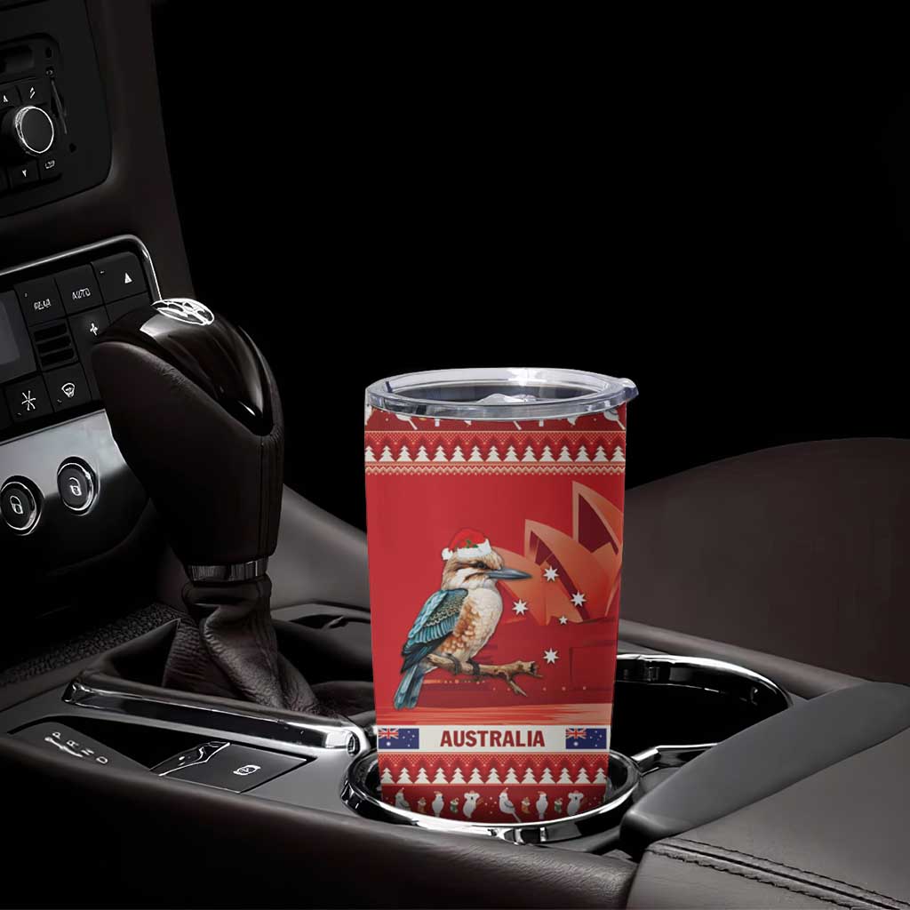 Aussie Kookaburra Tumbler Cup Merry Christmas Red Style