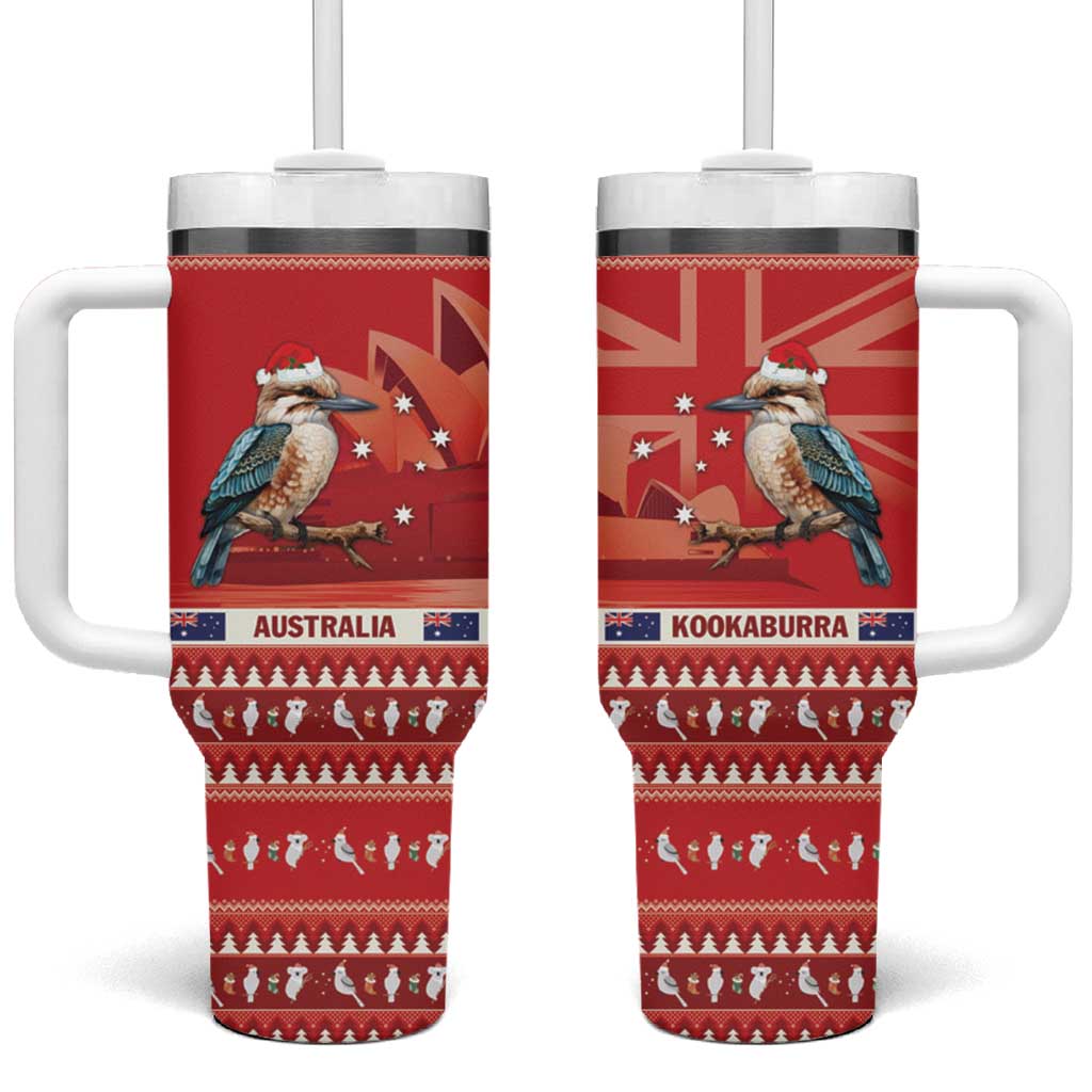 Aussie Kookaburra Tumbler With Handle Merry Christmas Red Style