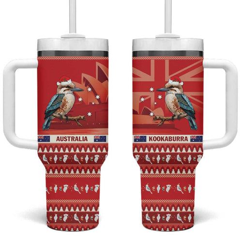 Aussie Kookaburra Tumbler With Handle Merry Christmas Red Style