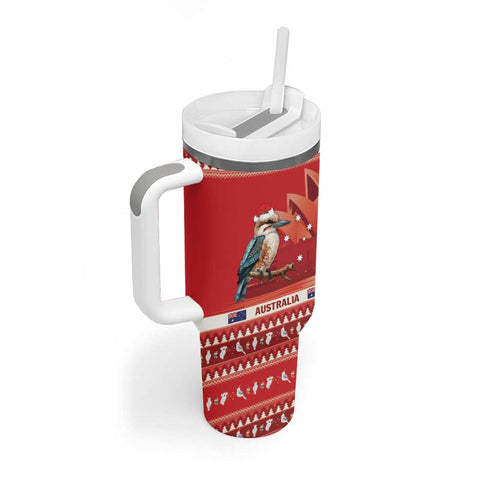 Aussie Kookaburra Tumbler With Handle Merry Christmas Red Style