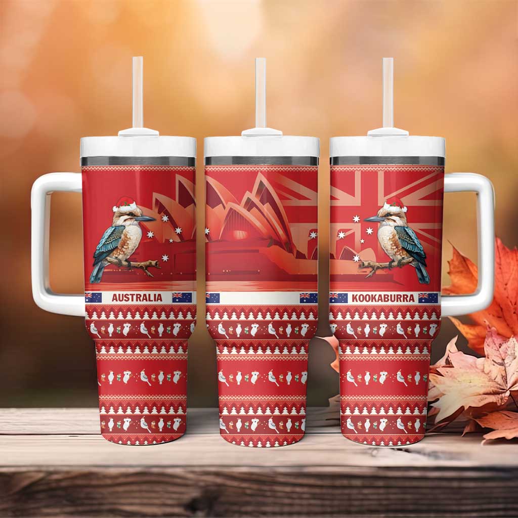 Aussie Kookaburra Tumbler With Handle Merry Christmas Red Style