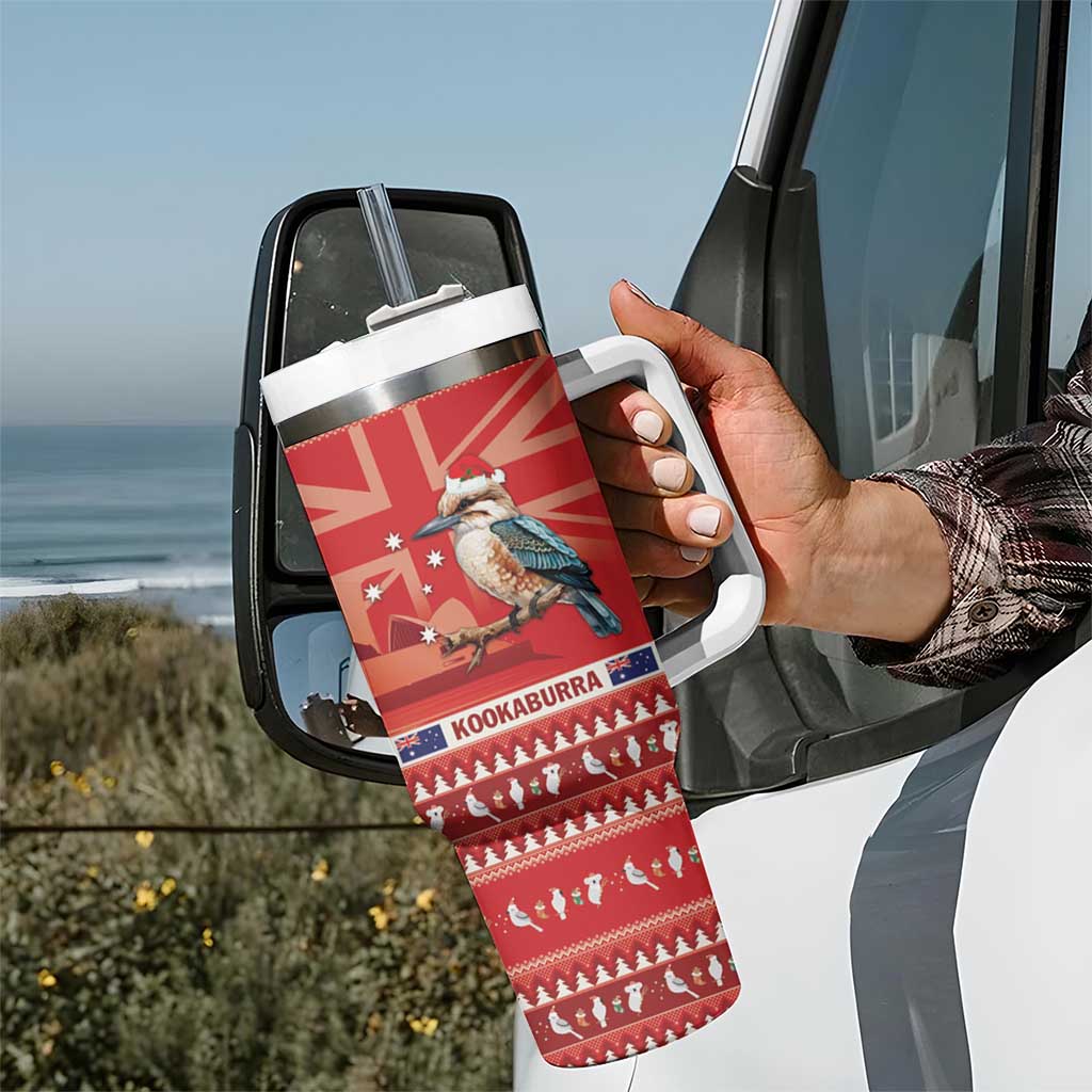 Aussie Kookaburra Tumbler With Handle Merry Christmas Red Style