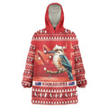Aussie Kookaburra Wearable Blanket Hoodie Merry Christmas Red Style