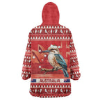 Aussie Kookaburra Wearable Blanket Hoodie Merry Christmas Red Style