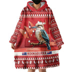 Aussie Kookaburra Wearable Blanket Hoodie Merry Christmas Red Style