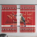 Aussie Kookaburra Window Curtain Merry Christmas Red Style