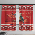 Aussie Kookaburra Window Curtain Merry Christmas Red Style