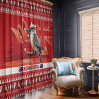 Aussie Kookaburra Window Curtain Merry Christmas Red Style