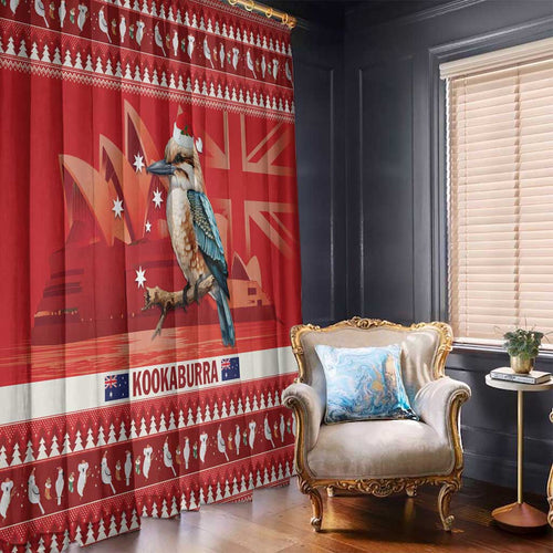 Aussie Kookaburra Window Curtain Merry Christmas Red Style
