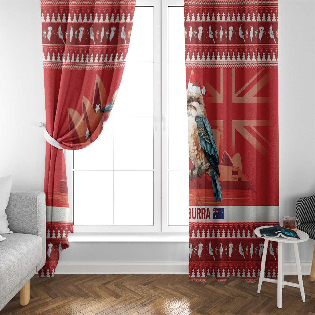 Aussie Kookaburra Window Curtain Merry Christmas Red Style