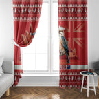 Aussie Kookaburra Window Curtain Merry Christmas Red Style