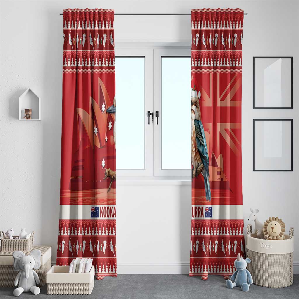 Aussie Kookaburra Window Curtain Merry Christmas Red Style